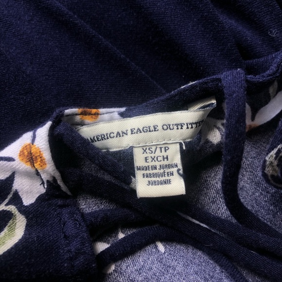 American Eagle Blue Floral Sundress Strappy Back - Picture 3 of 3